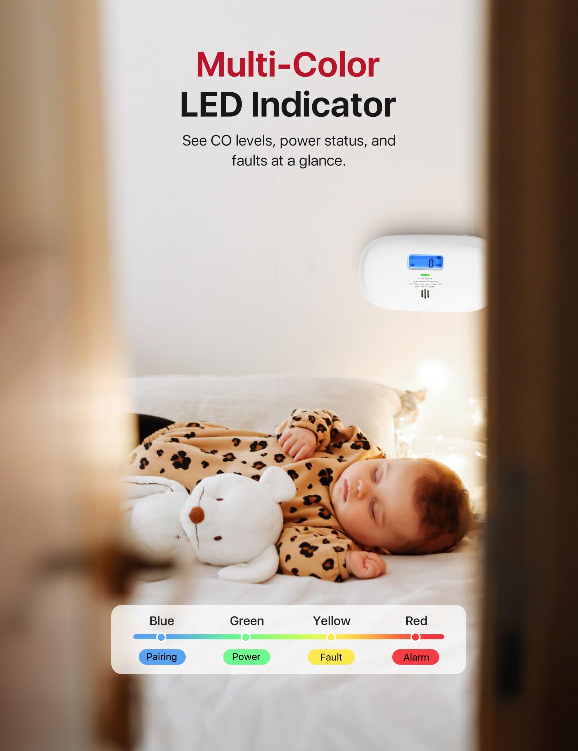 X-Sense Smart Carbon Monoxide Detector XC0C-iR, Silence via App, CO Alarm with LCD Digital Display, Carbon Monoxide Alarm with Replaceable Battery, 1-Pack