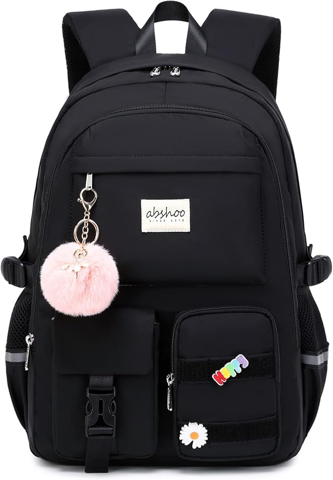 abshoo Big Student Laptop Backpack For College Women Middle High School Teen Girls Bookbag Travel Daypack (Black) | For Co...