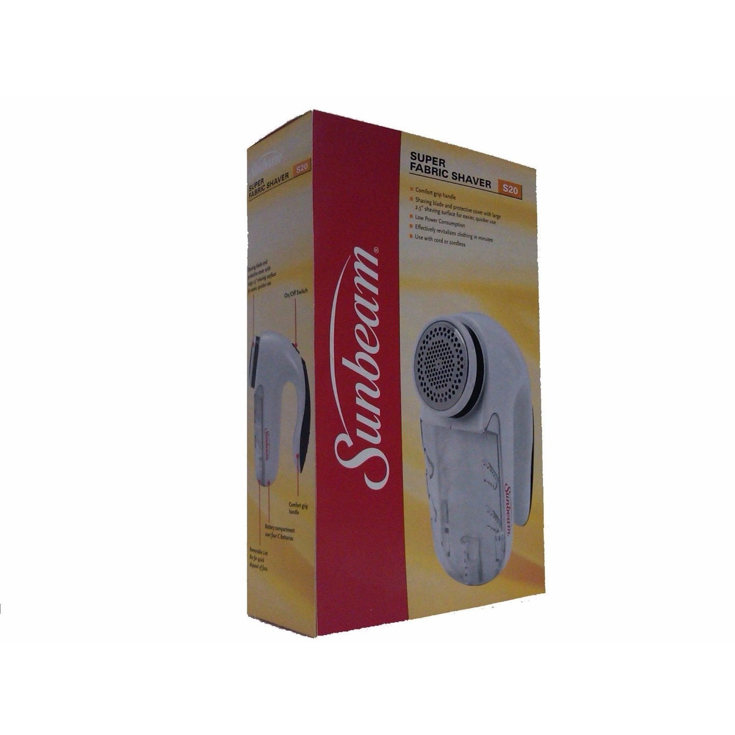 Sunbeam S20 Professional Electric Fabric Garment Defuzzer Sweater Shaver Best Fuzz Pill Bobble Remover for Fleece Curtains Clothes