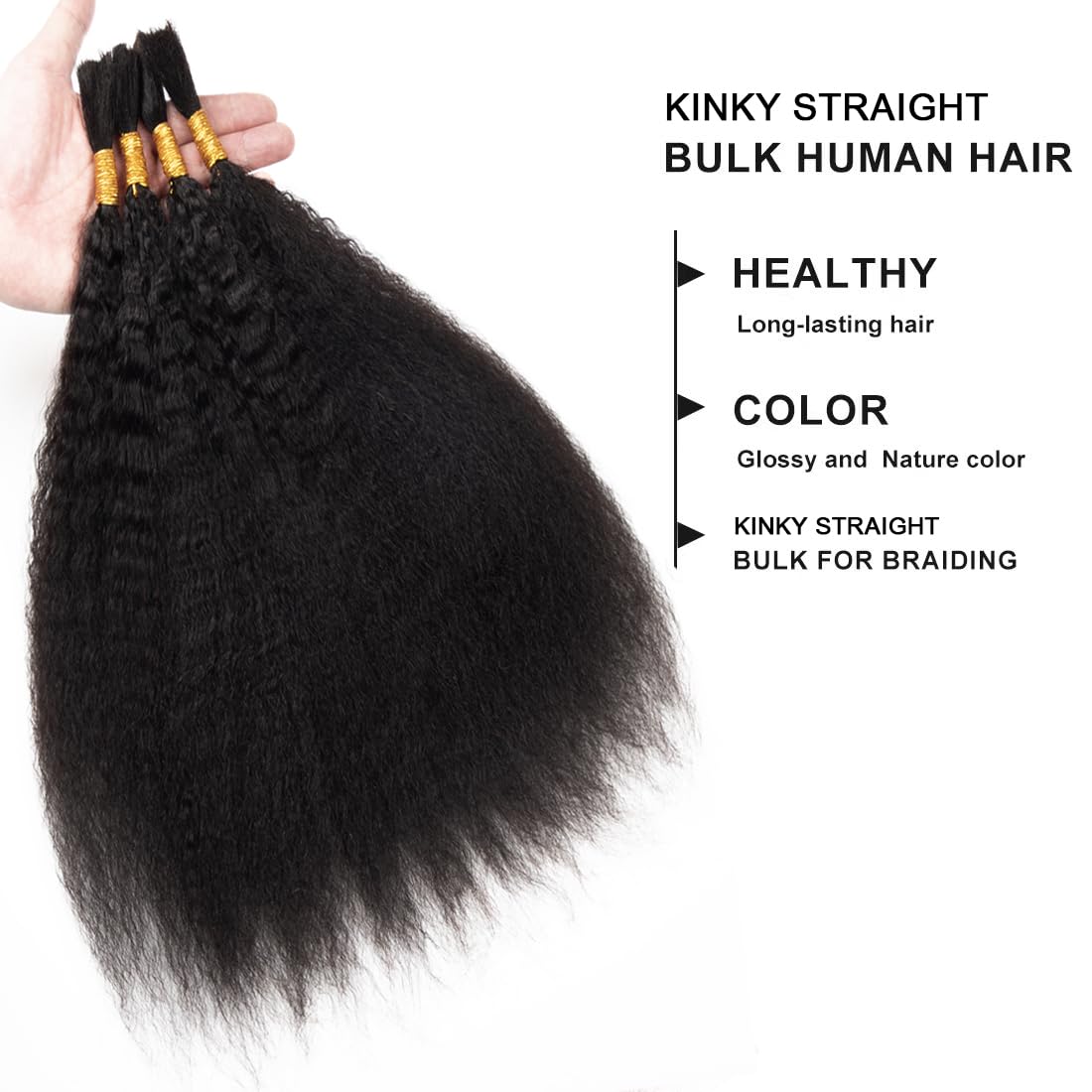 Kinky Straight Human Braiding Hair No Weft 100g (1Pack-4PCS) Yaki Straight Bulk Human Hair For Bohe Braids Micro Braiding Hair F