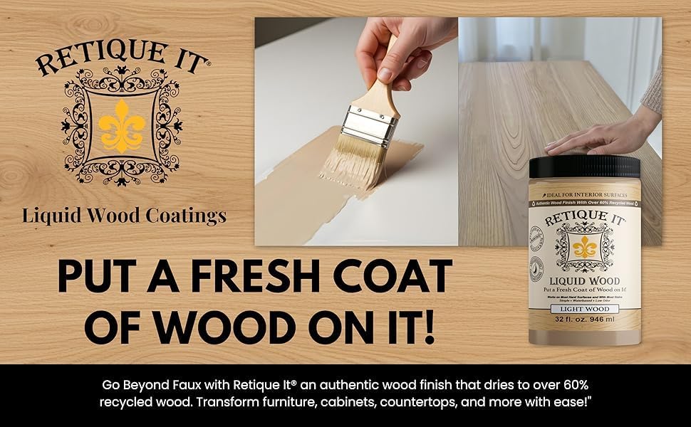 Retique It New and Improved Formula Liquid Wood Coatings - Stainable Primer - Paint It Then Stain it (Bleached Wood, Large)