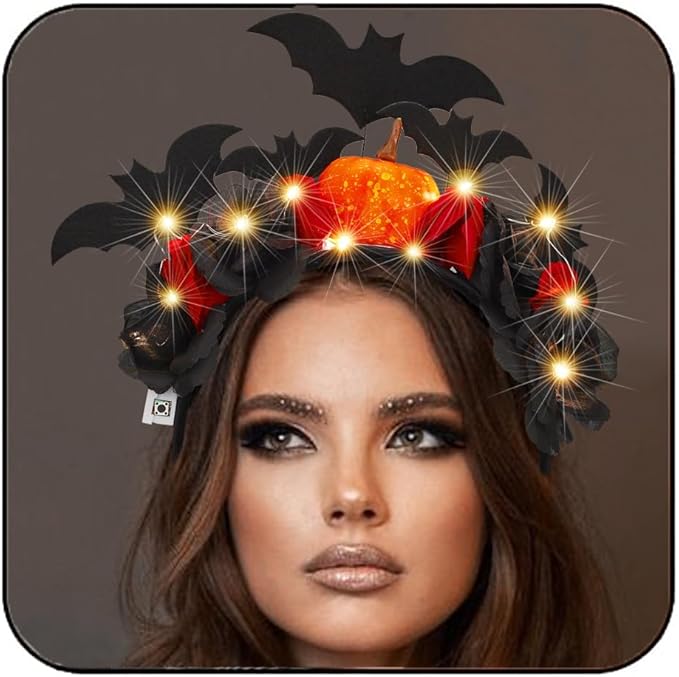 CAKURE Light Up Halloween Headband Led Rose Flower Headbands Hair Accessories for Women