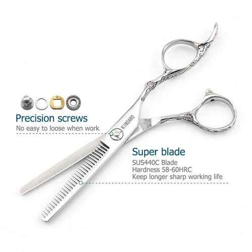 6 Inch Hair shears 440C hair cutting scissors and 6 Inch hair thinning scissors rose handle Kinsaro