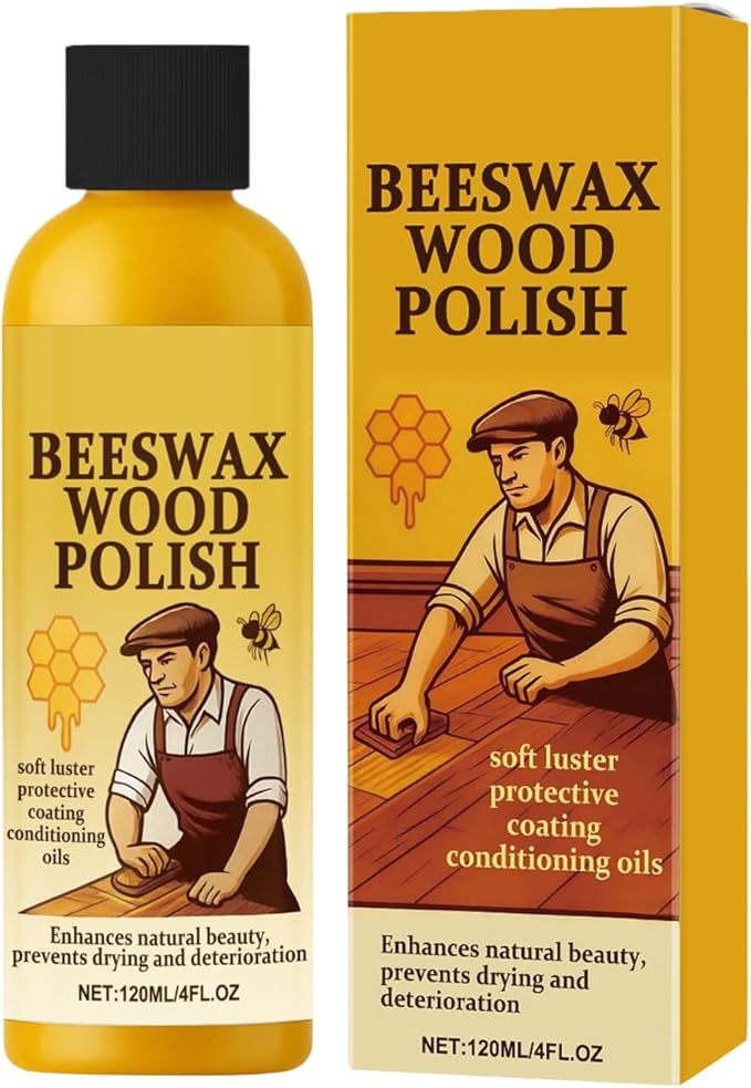 Beeswax Wood Polish, Natural Dust Removal Formula, 120ml, Wood Furniture Cleaner, Floor Polish And Cleaner, Restores And Protects Surfaces, For Bedrooms, Living Rooms, Dining Areas, or Apartments