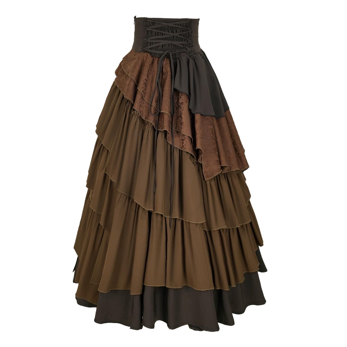 IWQBQ Women's Steampunk Gothic Skirt Pirate High Waisted Layered Ruffle Skirt(Z2886BN,S)