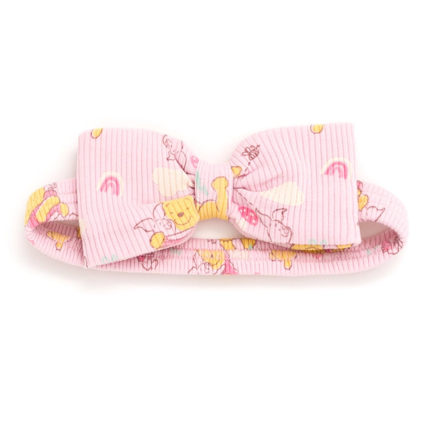 Disney Winnie the Pooh Newborn Baby Girls Ribbed Bodysuit, Jogger Pants and Headband 3 Piece Outfit Set Soft Pink 0-3 Months