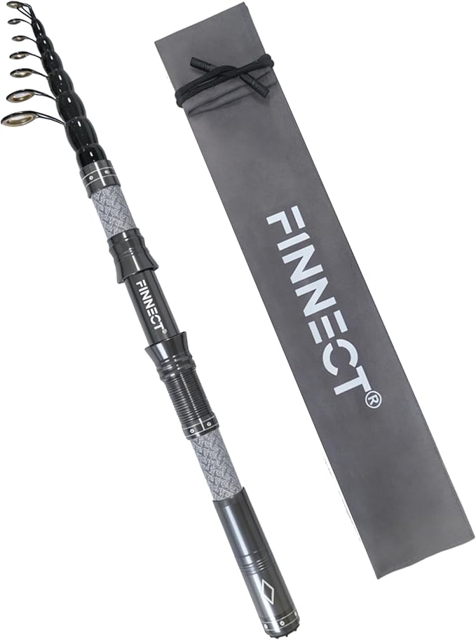 FINNECT Telescopic Fishing Rod - Lightweight 42T Carbon Fiber Portable Travel Rod for Freshwater River Fishing, Beginner &...