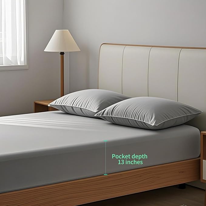 NAGS® Grounding Sheets,Grounding Bedding Sheet, Soft Cotton with Pure Silver Fitted Grounded Sheet for Improved Sleep,Pain Relief (Light Gray, California King,72 * 84 * 13.5inch)