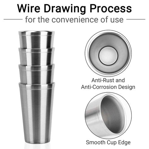 Beasea Stainless Steel Cups 16 oz, 12 Pack Large Stainless Steel Tumbler Bulk Stackable Double Wall Insulated Metal Pint Glasses Tin Cups for Drinking Home Restaurant Office Party Camping