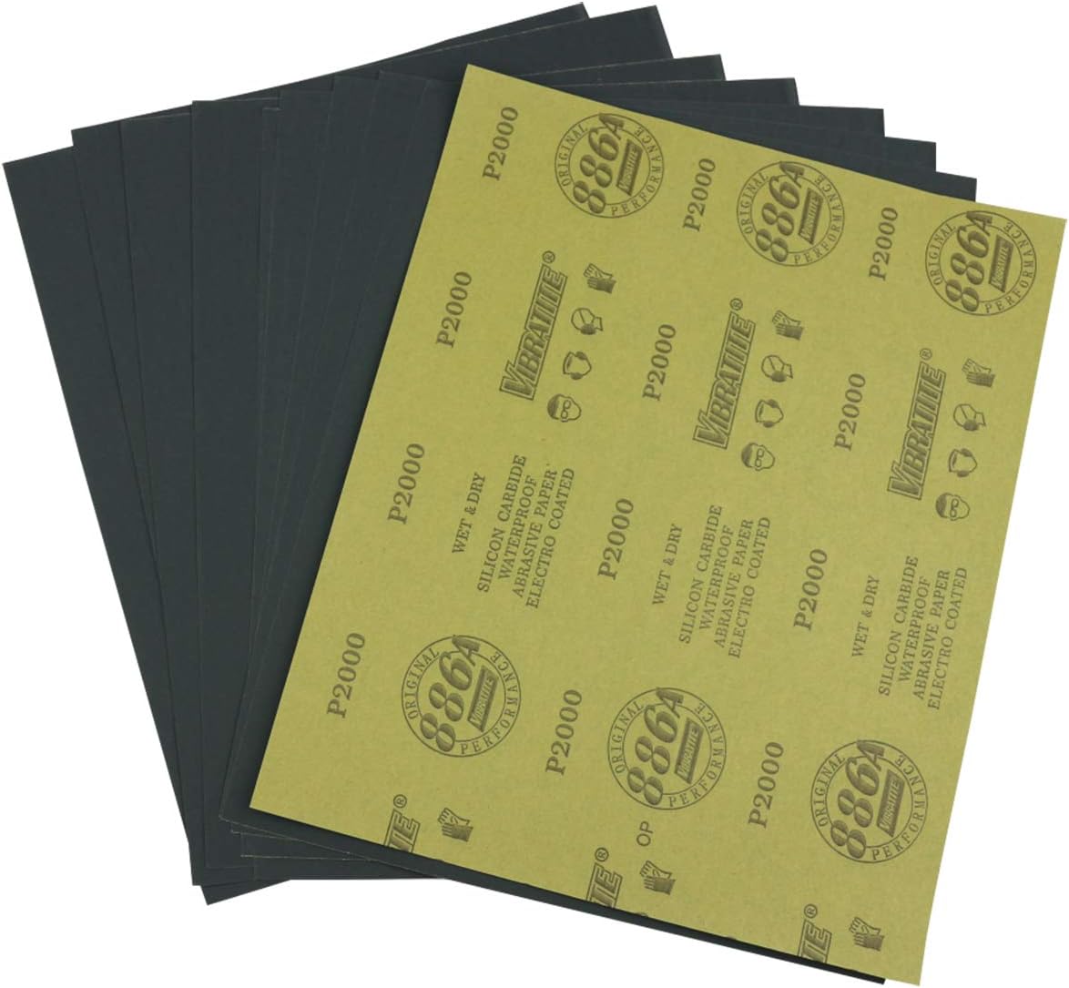 Sandpaper Sheets, 2000 Grit Dry Wet Sand Paper, 9 x 11 Inch,Silicon Carbide, for Wood Furniture Finishing,Metal Sanding and Automotive Polishing,10 -Sheet