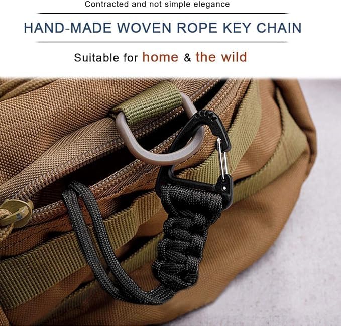 NewBEP 5 Pack Paracord Lanyard Keychain, Triangle Buckle Lock Clip Hook Strap Clasp Parachute Rope Hanging Carabiner for O...