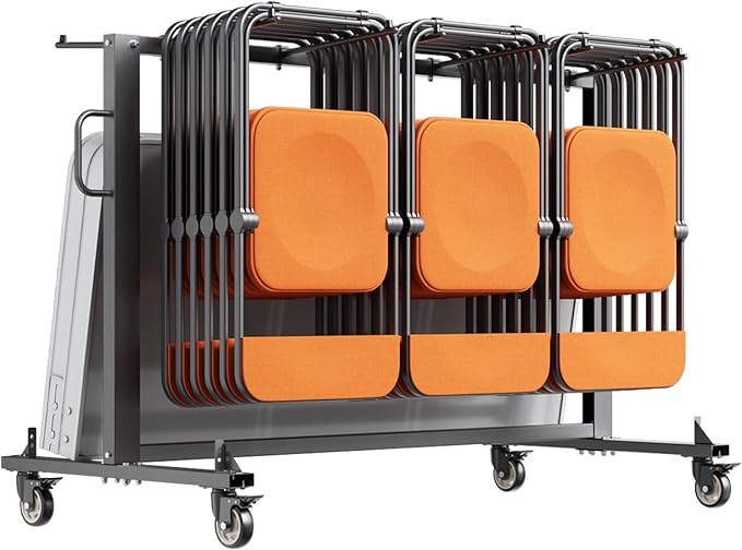 VEVOR Folding Chair Rack, 400 LBS Capacity, Heavy-Duty Chair Cart for 42 Chairs or 12 Tables, Multi-Function Chair Storage...