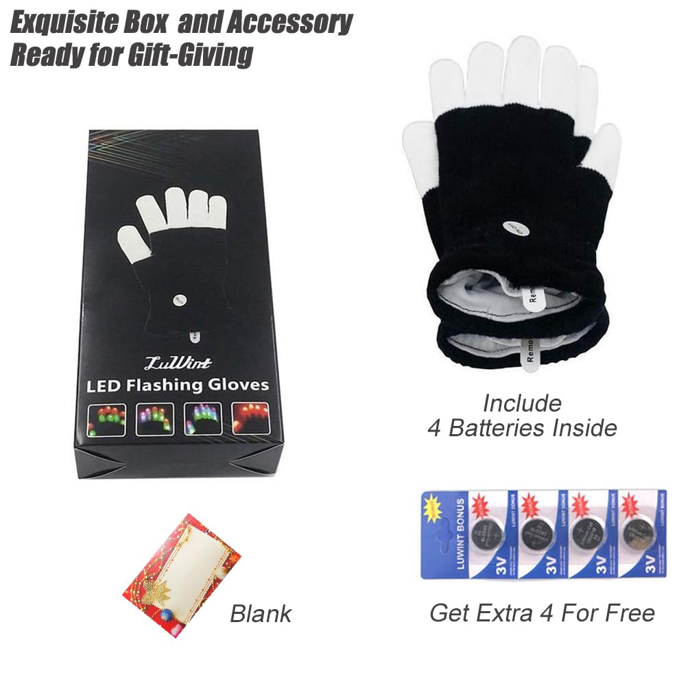 Luwint Led Light up Gloves, Cool Toys for Kids 8-12 Teen Boys Girls - Rave Dance Christmas Birthday Party Accessories Gifts for Boys 8 9 10 11 12 13 14 15 Teenager