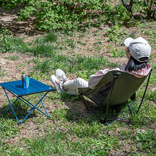 iClimb 1 Ultralight Compact Low Folding Chair and 1 Anti-Sinking Large Feet Chair Bundle, for Adults Outdoor Backpacking H...
