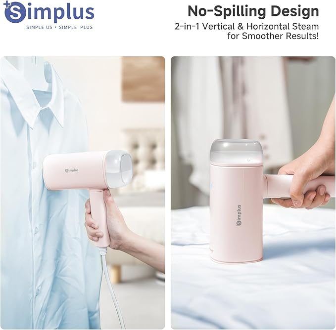 Simplus Travel Steamer for Clothes, Foldable 1200W Handheld Mini Steamer with 10-Second Fast Heat-up, 170ml Portable Water Tank for 10-Minute Garment Ironing, 1.1lbs Small Wrinkle Remover for Travel