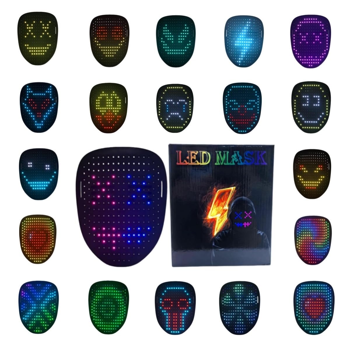 YXYaoZhengYiGeYi LED Mask with Gesture Sensing Transforming for Man/Kids, Unisex Light Up LED Face Cool Masks for Halloween Costume Cosplay Party Masquerade