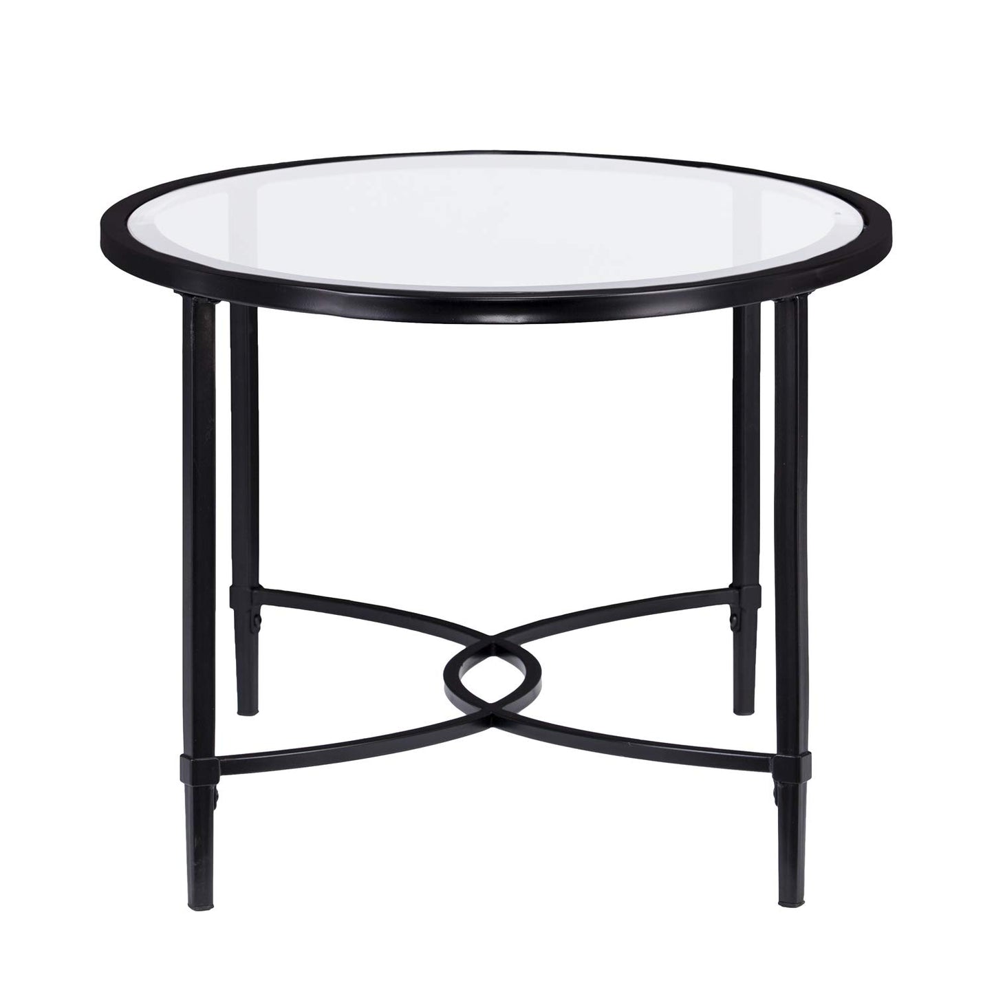 SEI Furniture Quinton Metal/Glass Oval Cocktail Table - Black, 45 in x 25 in x 19 in