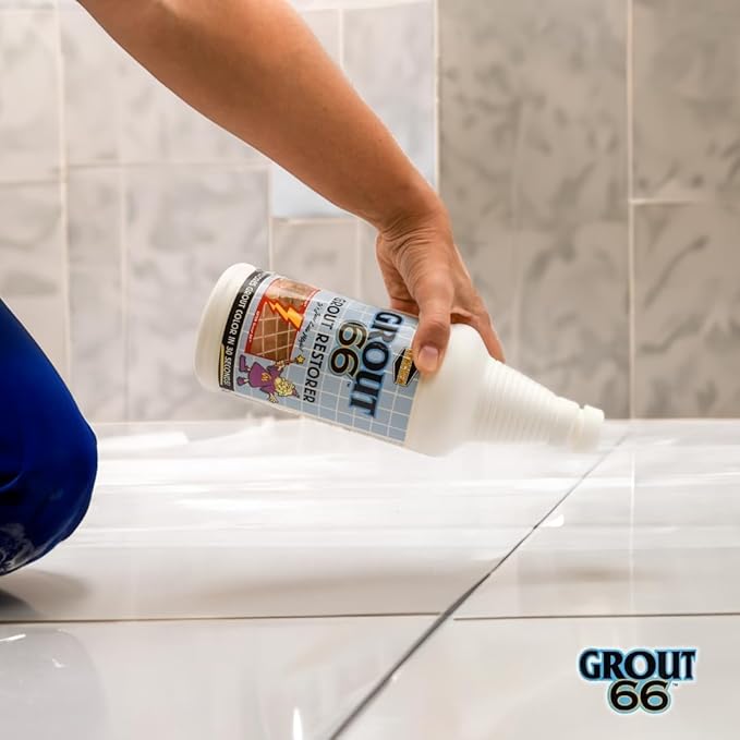 Grout66: Grout and Tile Cleaner with Low-Odor, Non-Fuming Formula Ideal for Heavy-Duty Cleaning, Quick Touch-Ups, and Tile Maintenance. This One Quart Kit ensures Effortless Cleaning.