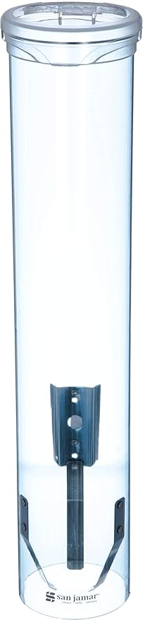 San Jamar Small Pull-Type Cup Dispenser Fits 3-4.5 Oz Cone Cups, 3-5 Oz Flat Cups with Flip Caps for Restaurants, Dining H...