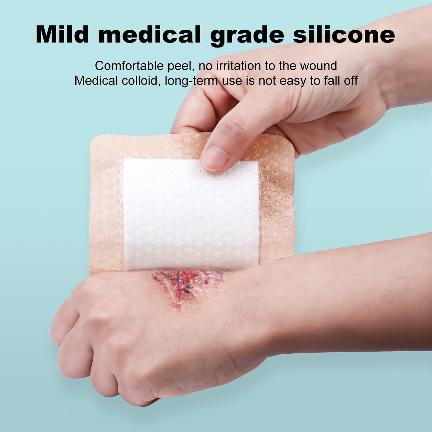 30 Pcs Silicone Foam Dressing 4x4 Gentle Border, Waterproof Silicone Bandages for Wounds Care, Bed Sore Patches, Super Absorbent Wound Dressing, Self Adhesive Pressure Sore Pads