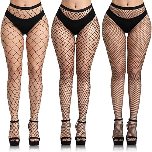 Buauty Black Fishnet Stockings for Women, Fishnet Tights Plus Size One Size Fit All