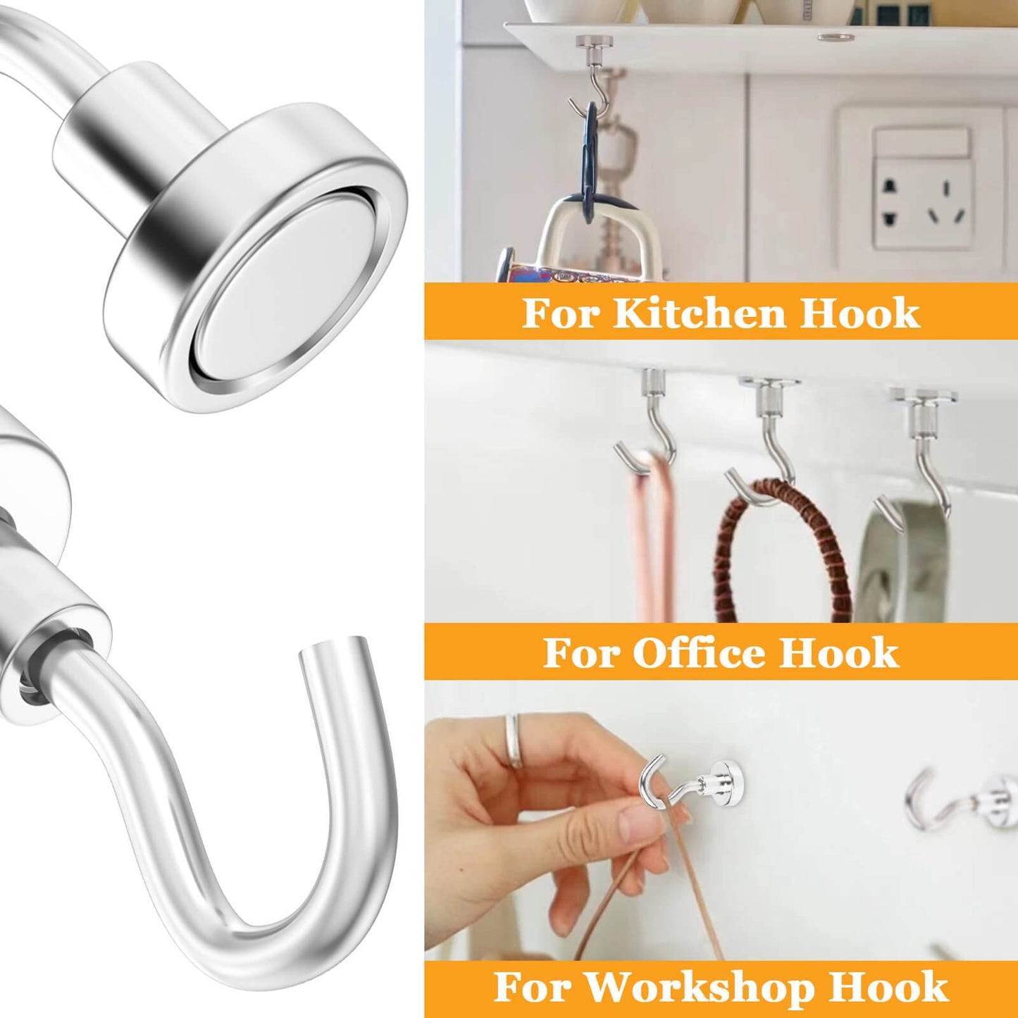 30Pcs Super Strong Magnetic Hooks, 25lbs Magnetic Hook Heavy Duty for Hanging, Rare Earth Neodymium Magnet Hooks, for Cruise Ship Camping Grill Kitchen Fridge Garage Wall