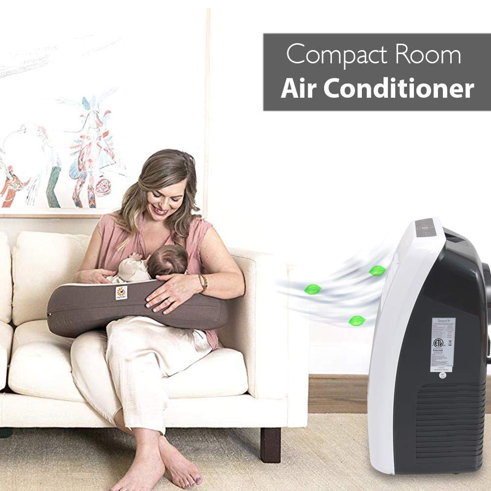 SereneLife Portable Air Conditioner, Dehumidifier & Fan | 3-in-1 8,000 BTU AC With Temperature Ranges 64°F–90°F & Cools 350 SQ FT | Includes 3 Fan Speeds, Remote Control, & Window Exhaust Kit | White