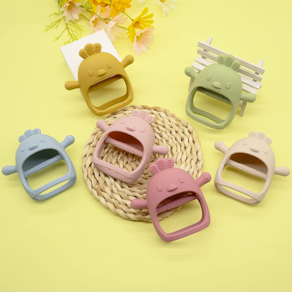 Infant Toys 0-6, Teething Toys 3-6 6-12 Months, Anti Drop Hand Teethers Baby Chew Toys for Teething Relief, Silicone Teether Pacifier Teething Mitten Newborn Toy 0 3 for Sucking Needs,BPA Free-Blue