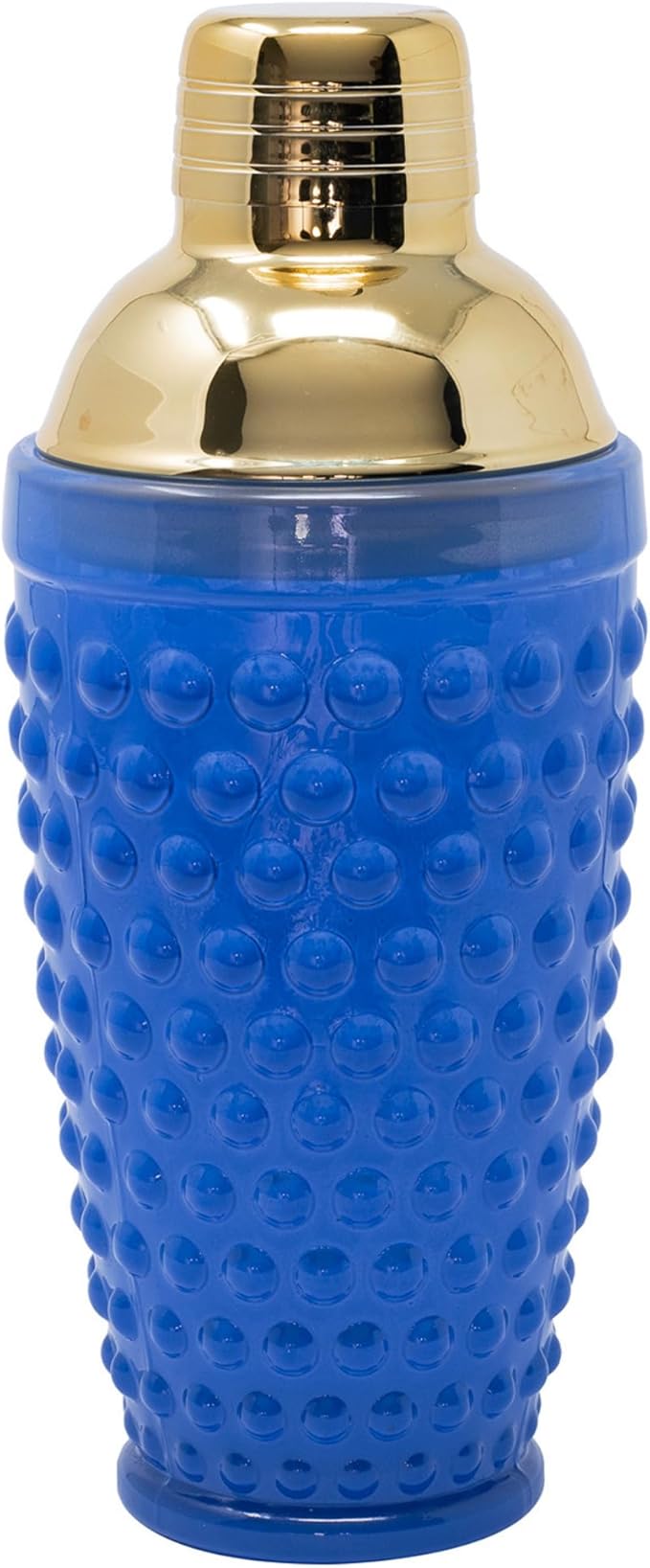 Lilly Pulitzer Hobnail Glass Cocktail Shaker with Gold Lid, Cute Bar Accessories, Drink Shaker for Home Bar Set, Blue Stre...