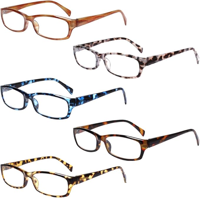 Henotin 5-Pack Reading Glasses Blue Light Blocking Anti Eyestrain Computer Reading Glasses for Women and Men Readers (5 Pa...