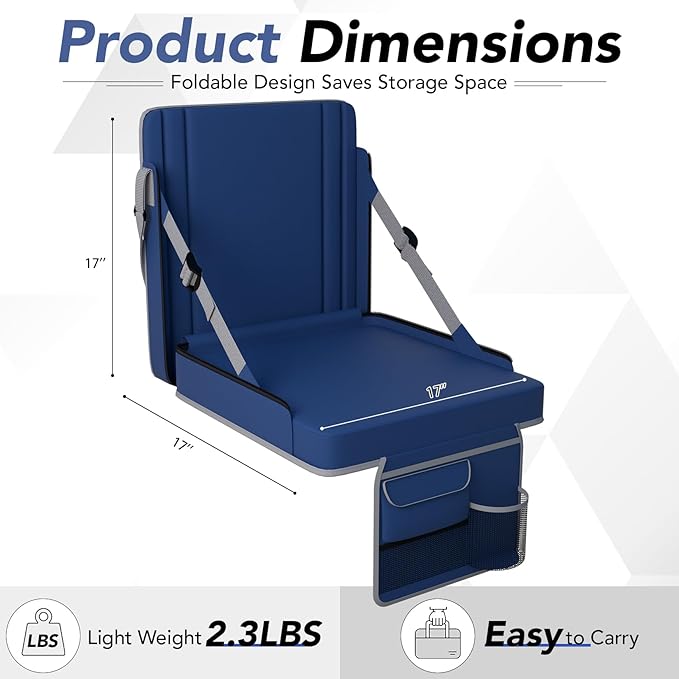 janiry Stadium Seats with Back Support 2PACKS Adjustable Bleacher Chairs with Back and Cushion Bleacher Seat with Cup Holder, Carry Handle & Shoulder Strap for Outdoor Sports Events, Picnics, Beaches