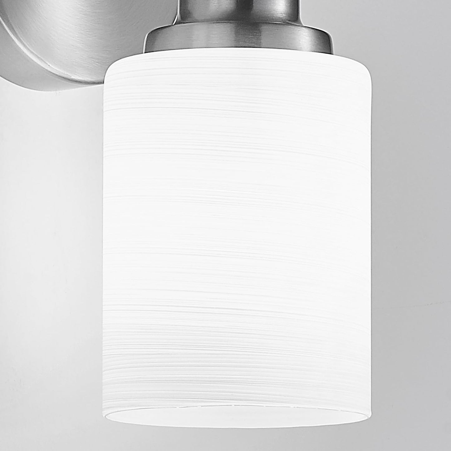 Guliaofo 8-Light Vanity Lights, Brushed Nickel Bathroom Light Fixture with Striped Textured Milky White Glass Shade, E26 Modern Vanity Lighting Fixture for Bathroom Wall Sconce Light Over Mirror