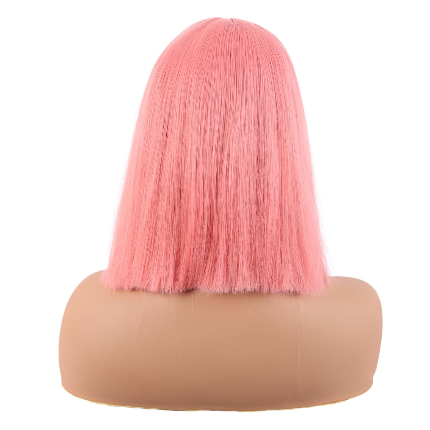 MapofBeauty 12 Inch/30 cm Straight Bob Flat Bangs Short Colorful Synthetic Hair Cosplay Party Wig (Light Pink)