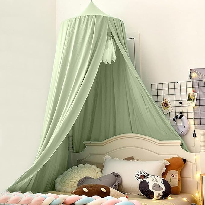 Bunnikins & Clover Bed Canopy for Girls Boys Bedroom Decor, Round Dome Mosquito Net for Baby Crib, Nook Castle Game Tent N...