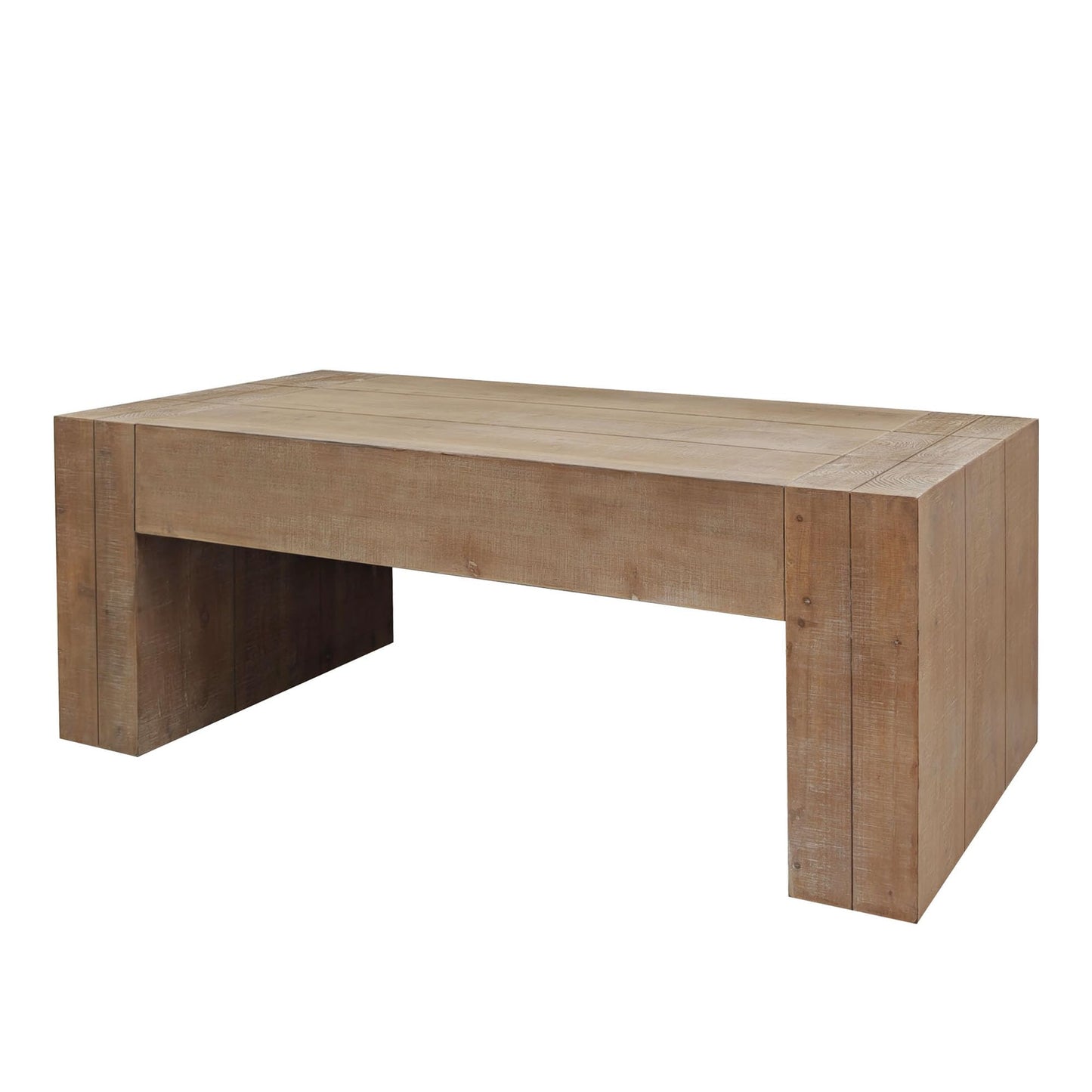 KEIKI Modern Farmhouse Coffee Table, Natural Wood Living Room Tea Table with Thick Top Design, Natural