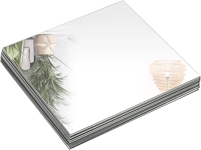 Suwimut Set of 12 Square Mirrors for Centerpieces, 10 x 10 Inch Glass Mirror Tray Candle Plates Wall Mounted Glass Mirror ...