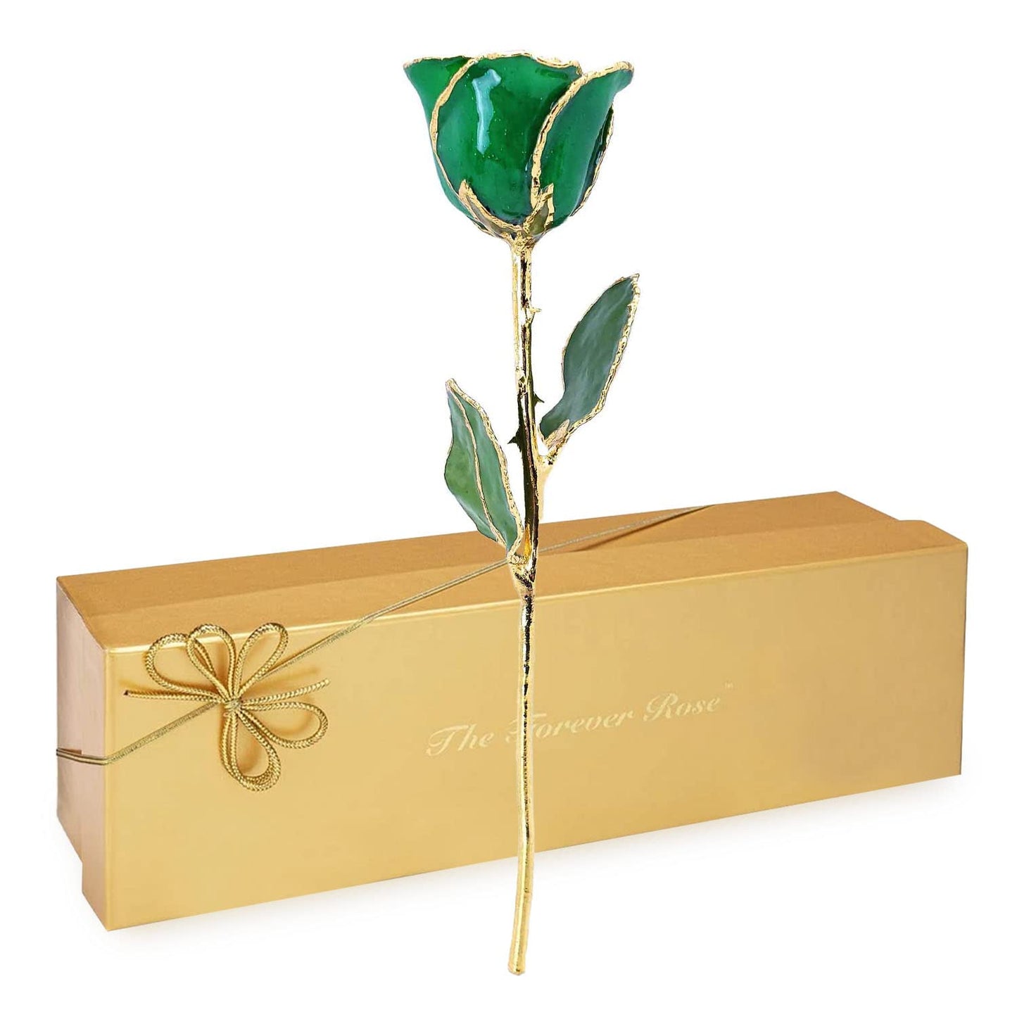 Forever Rose Hand-Dipped in 24K Gold, Emerald-Inspired May Birthstone with Sparkles, Real Rose in Luxury Gold Gift Box – Perfect Ready to Gift for May Birthday or Any Occasion