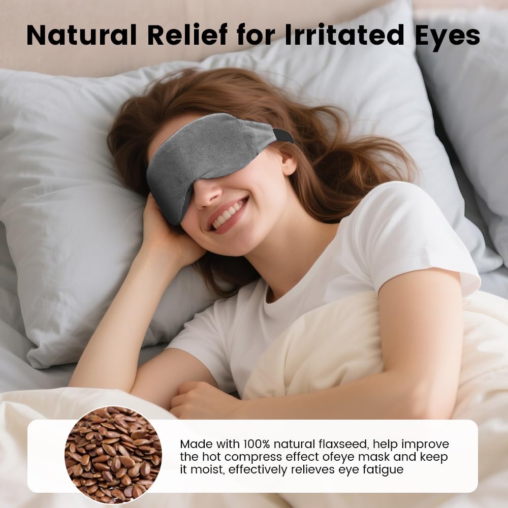Heated Eye Mask for Dry Eyes, Steam Warm Compress for Dry Eyes, Work with Relieve, Blepharitis & Stye Treatment (Gray)