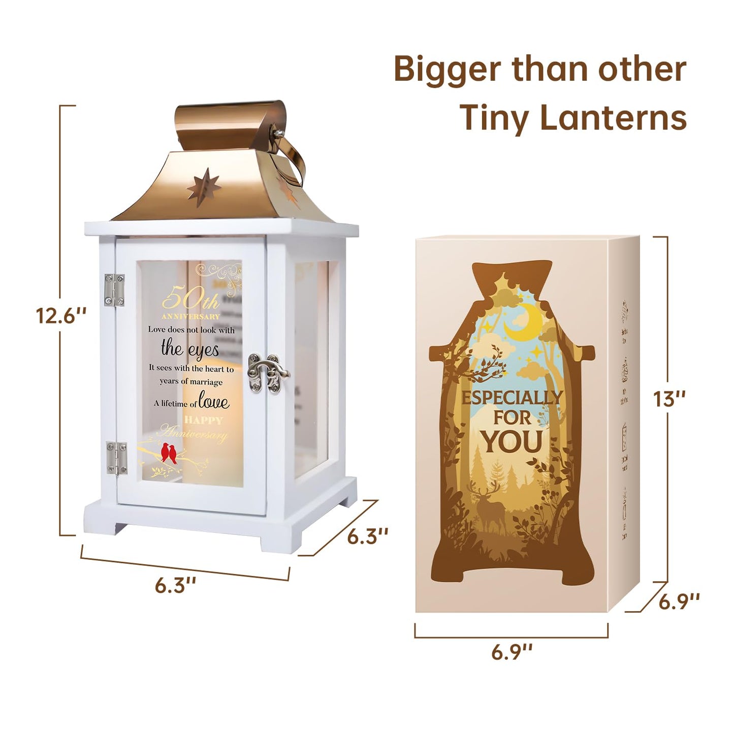 Best 50th Anniversary Wedding Gifts for Couple, Wife, Parents, Husband - 50th Wedding Anniversary Lantern, Golden 50 Years of Marriage Gifts for Couple, Wife, Her, Women