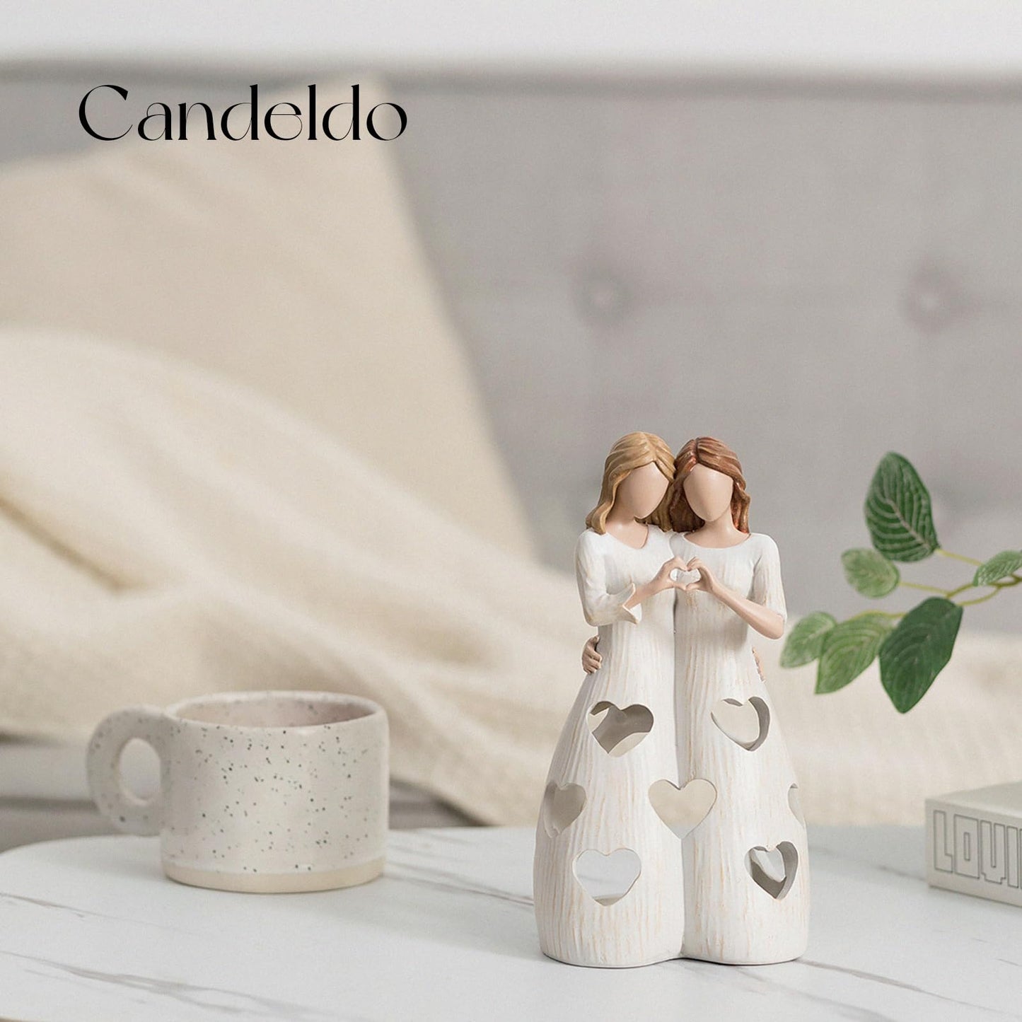 Candeldo Sister Birthday Gifts for Women: Unique Home Decor Meaningful Gift Ideas for Bestie Candle Holder Figurine
