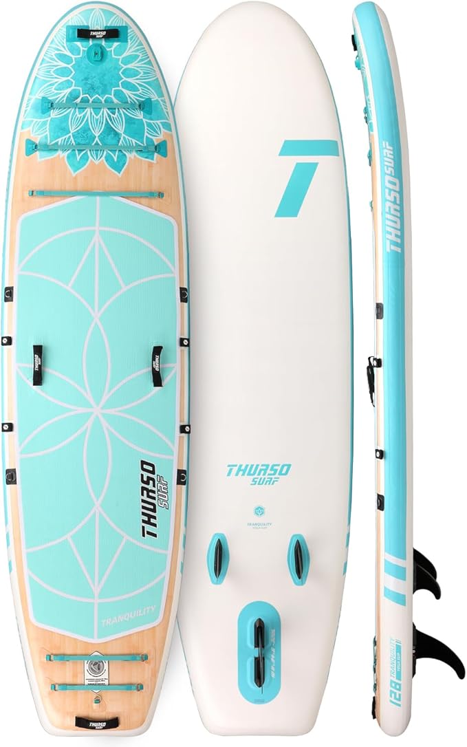 THURSO SURF Tranquility 10 ft 8 Yoga Paddle Board Inflatable Stand Up Paddleboard Yoga/Pilates/Fitness SUP Board | Woven D...