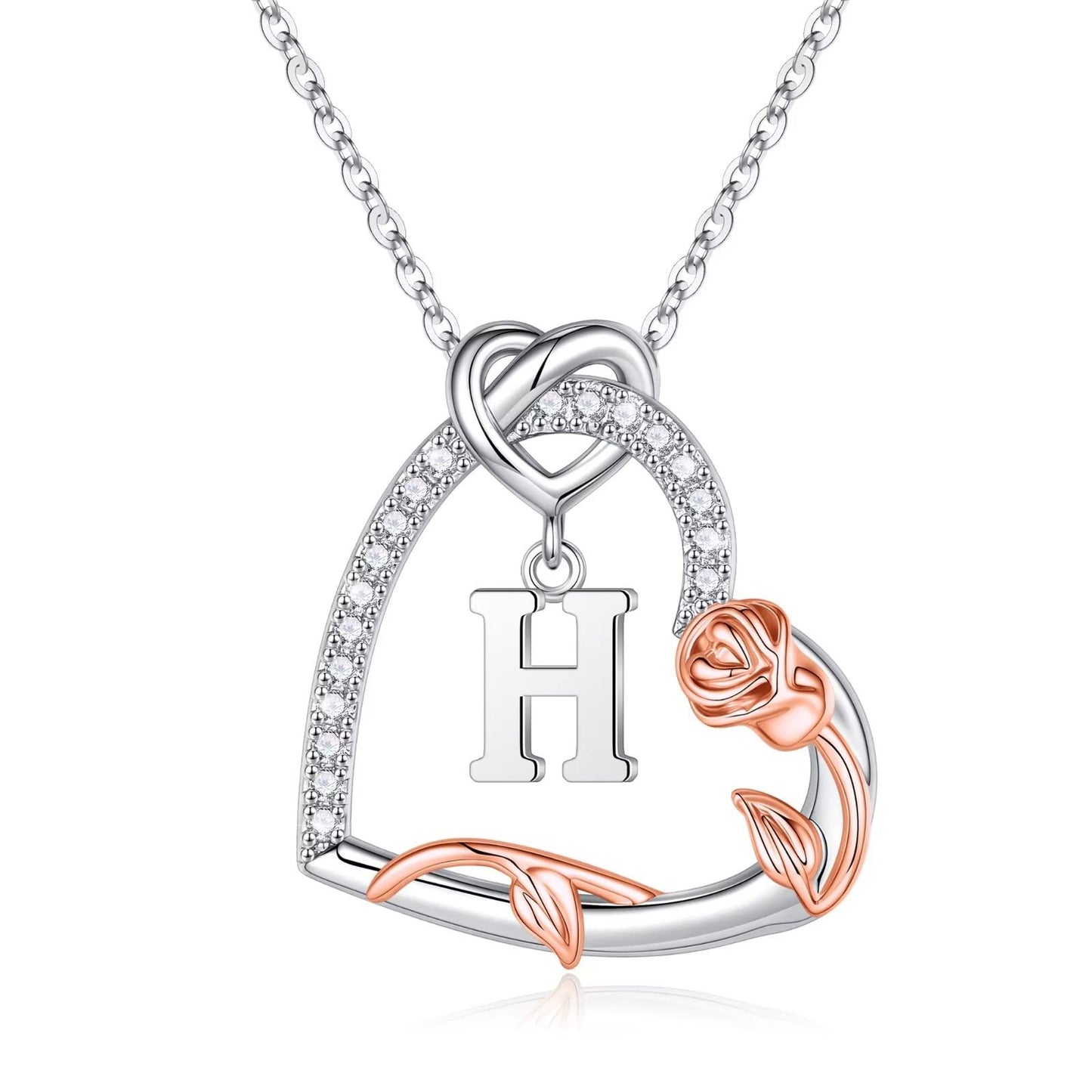 Iefil Birthday Gifts for Women, I Love You Romantic Gifts for Her Initial H Letter Heart Pendant Necklace Anniversary Jewelry Gi