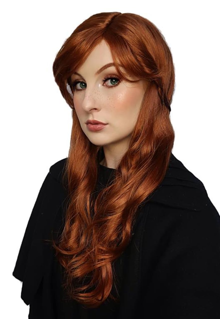 ALLAURA Compatible with Anna-Wig-Fits-Women-And-Snow-Sister-Long-Auburn-Red-Costume-Wigs-Cosplay