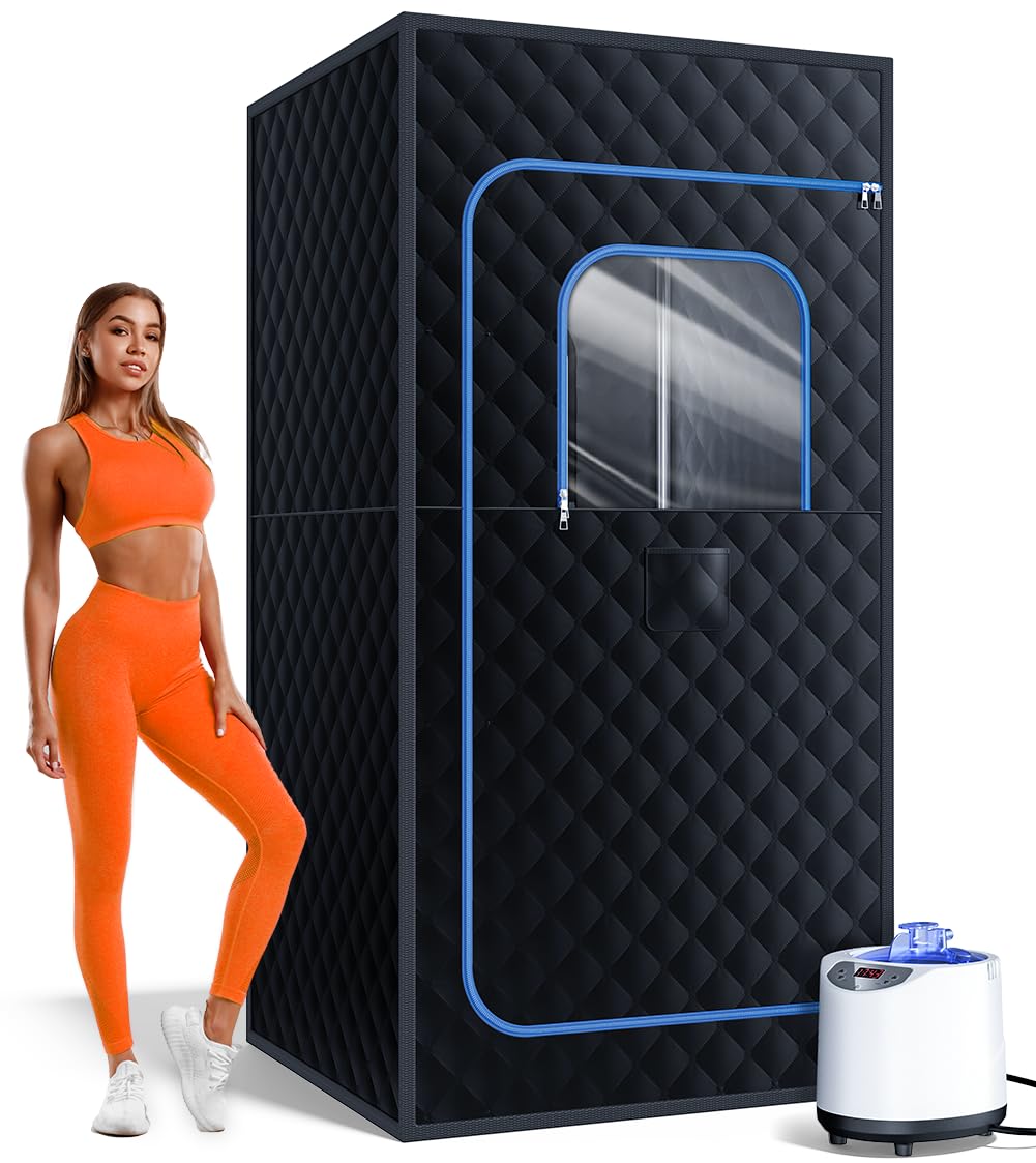 pikulLA Portable Steam Sauna for Home | 71" Full Body Sauna Tent with 1200W 3L Steamer, 15 Heat Levels, Timer & Remote Control, Foldable Chair | Large Size for Adults, VOC-Free