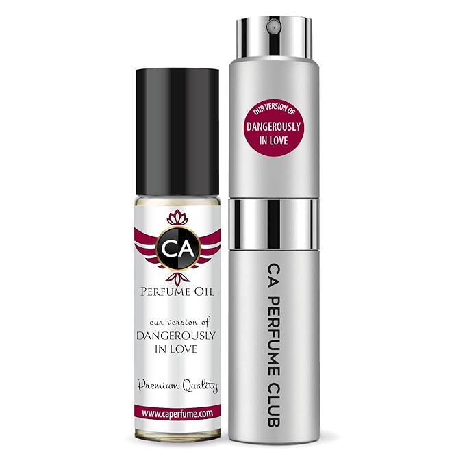 CA Perfume Duo Impression of Dangerously In Love For Women And Men Perfume Layering Set Long Lasting Travel Size EDP + Body Oil Roll-On Bottle 0.27 Fl Oz+0.33 Fl Oz