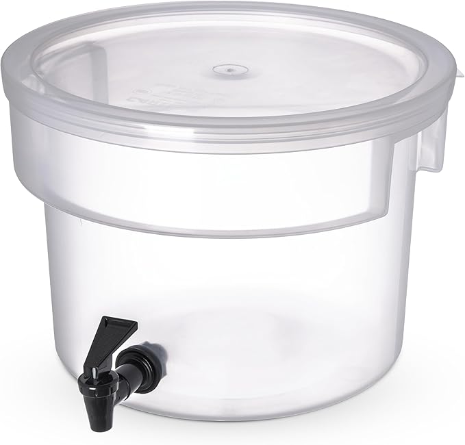 Carlisle FoodService Products Round Beverage Dispenser Drink Dispenser with Spigot for Catering, Plastic, 3 Gallons, Clear