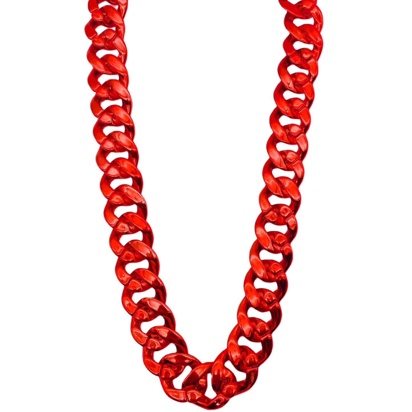 LCPQMZGH Plastic Hip Hop Chain Necklace, 80s 90s Costume Accessory, Men's Chunky Necklace, Big Chunky Gold Chain, 40, Red
