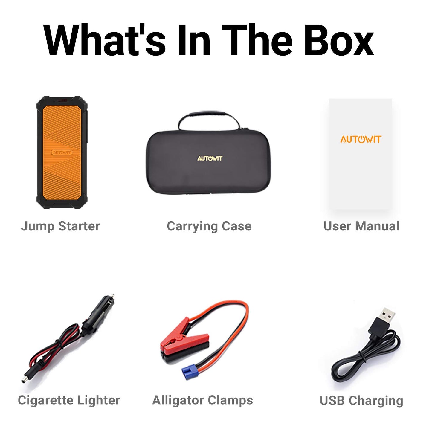 Autowit Super Capacitor Jump Starter, 12V Batteryless Portable Jump Box, Jumper Cables for 8.0 Gas&4.0 Diesel Car, Portable Jump Starter for Car Battery, Bulit-in Supercapacitor, No Need Pre-Charge