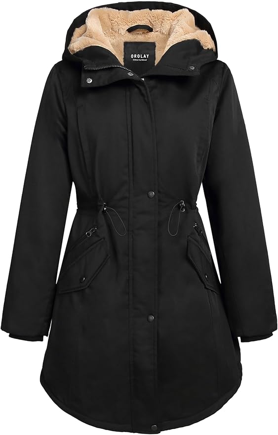 Orolay Women's Thicken Fleece Lined Parka Winter Coat Hooded Jacket with Pockets