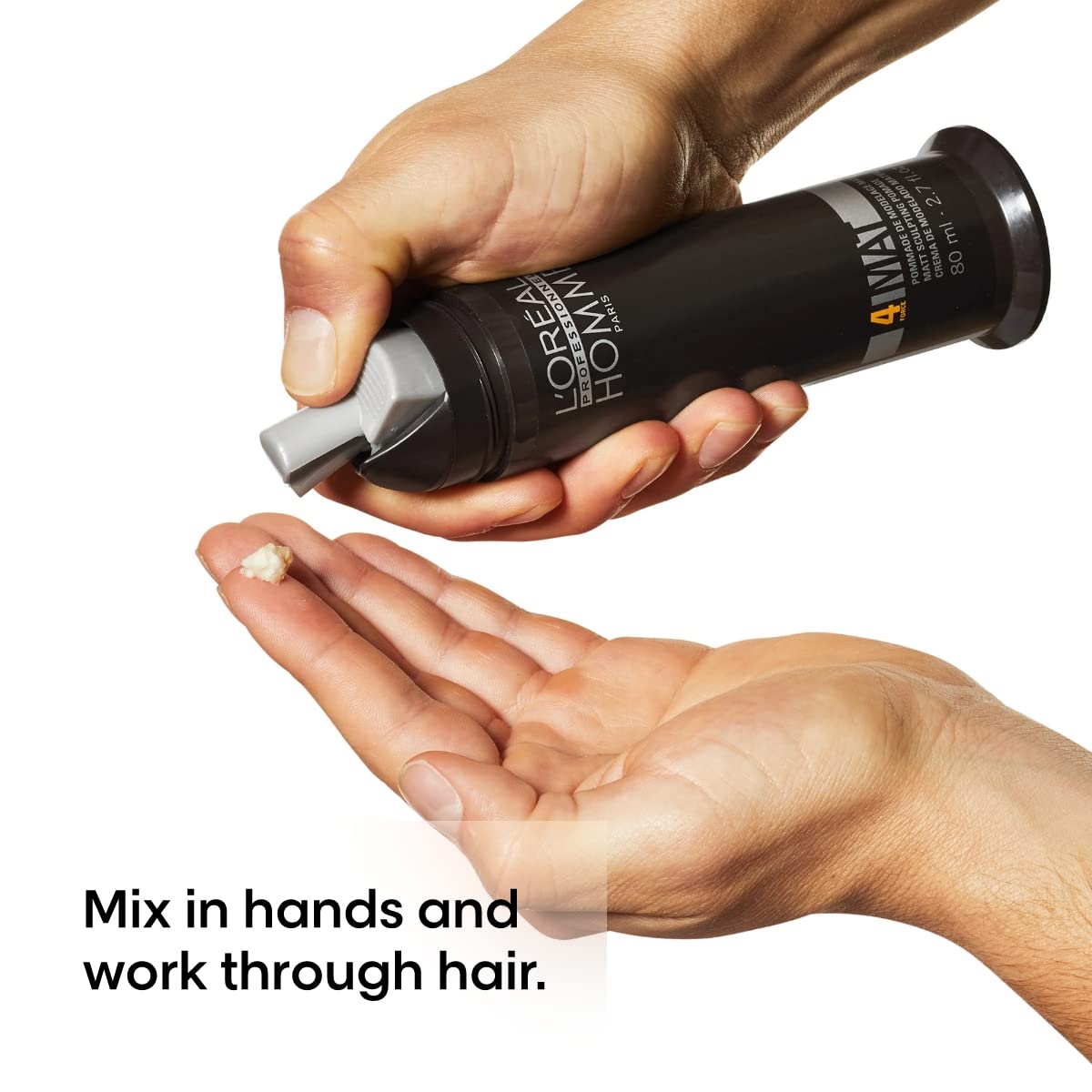 L'Oreal Professionnel Mens Styling Pomade - For All Hair Types, Provides Medium Hold and Matte Finish